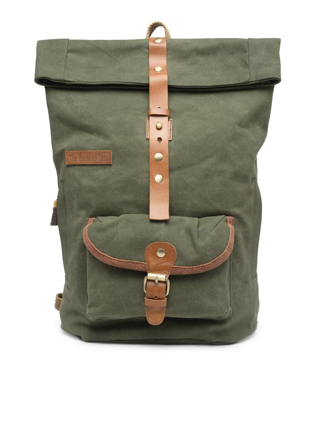 The House of Tara Unisex Green Solid Backpack Price in India