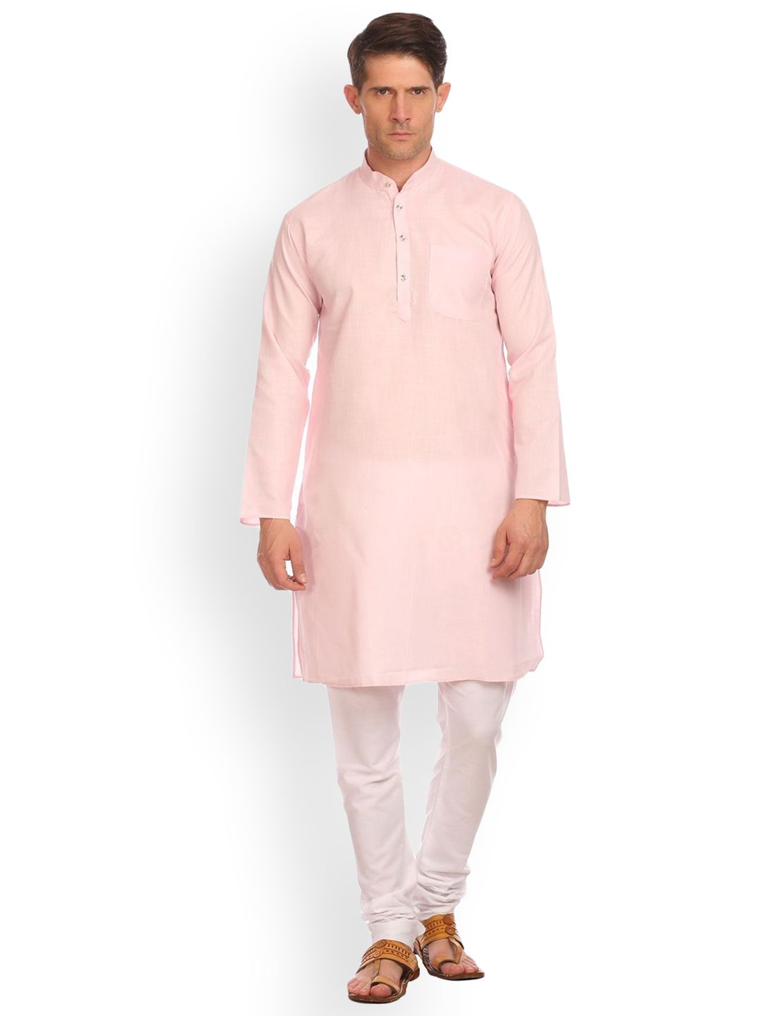 Wintage Men Pink Solid Straight Kurta