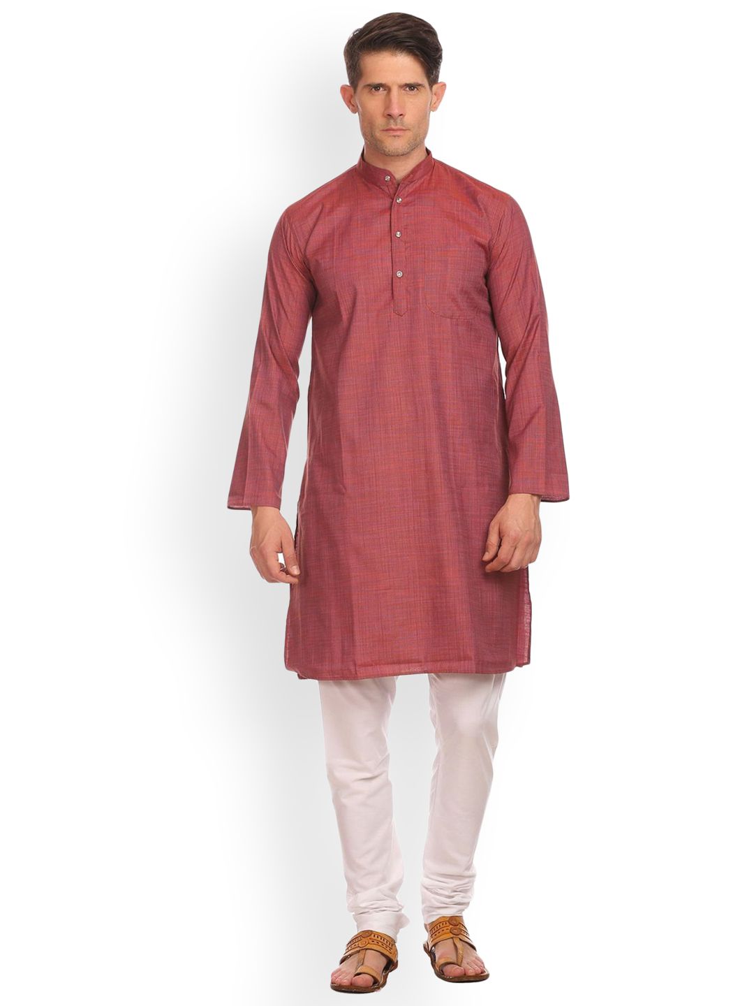 Wintage Men Red Solid Straight Kurta