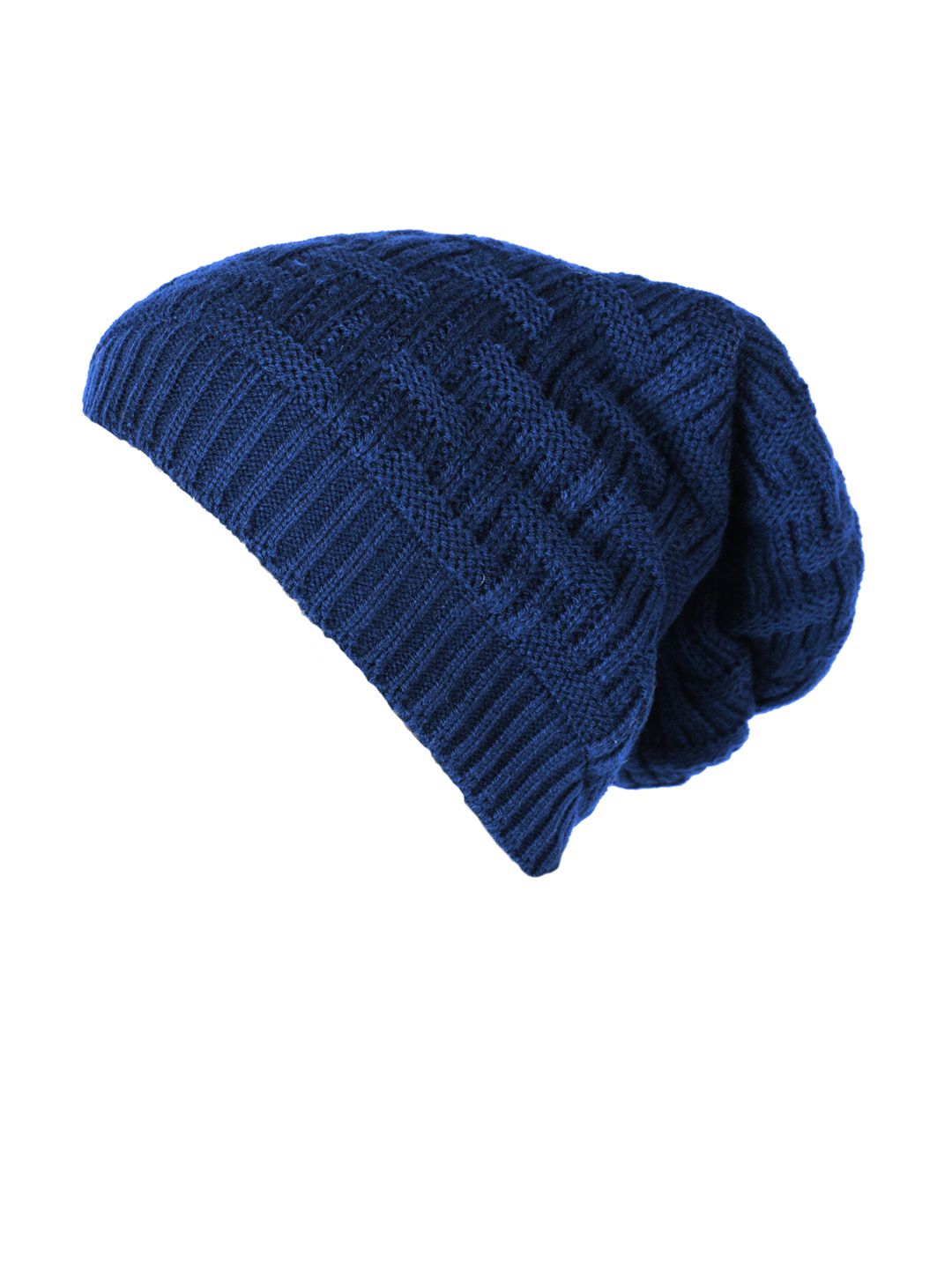 Knotyy Unisex Blue Self Design Beanie Price in India
