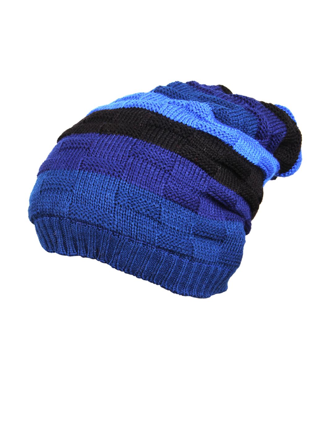 Knotyy Unisex Blue Self Design Beanie Price in India