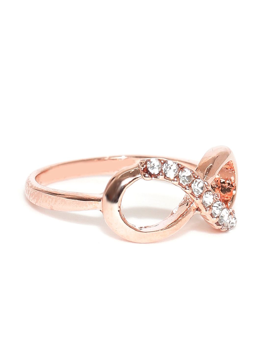 OOMPH 18K Rose Gold-Plated Cubic Zirconia Infinity Knot Engagement Ring Price in India