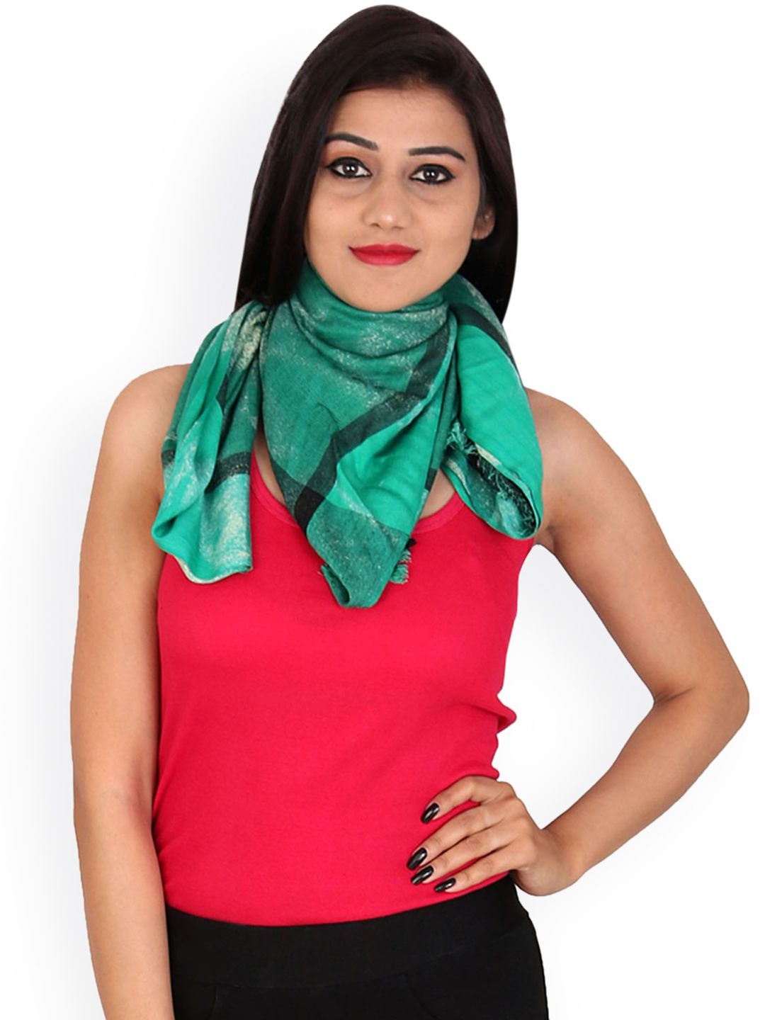 Anekaant Women Green Printed Stole Price in India