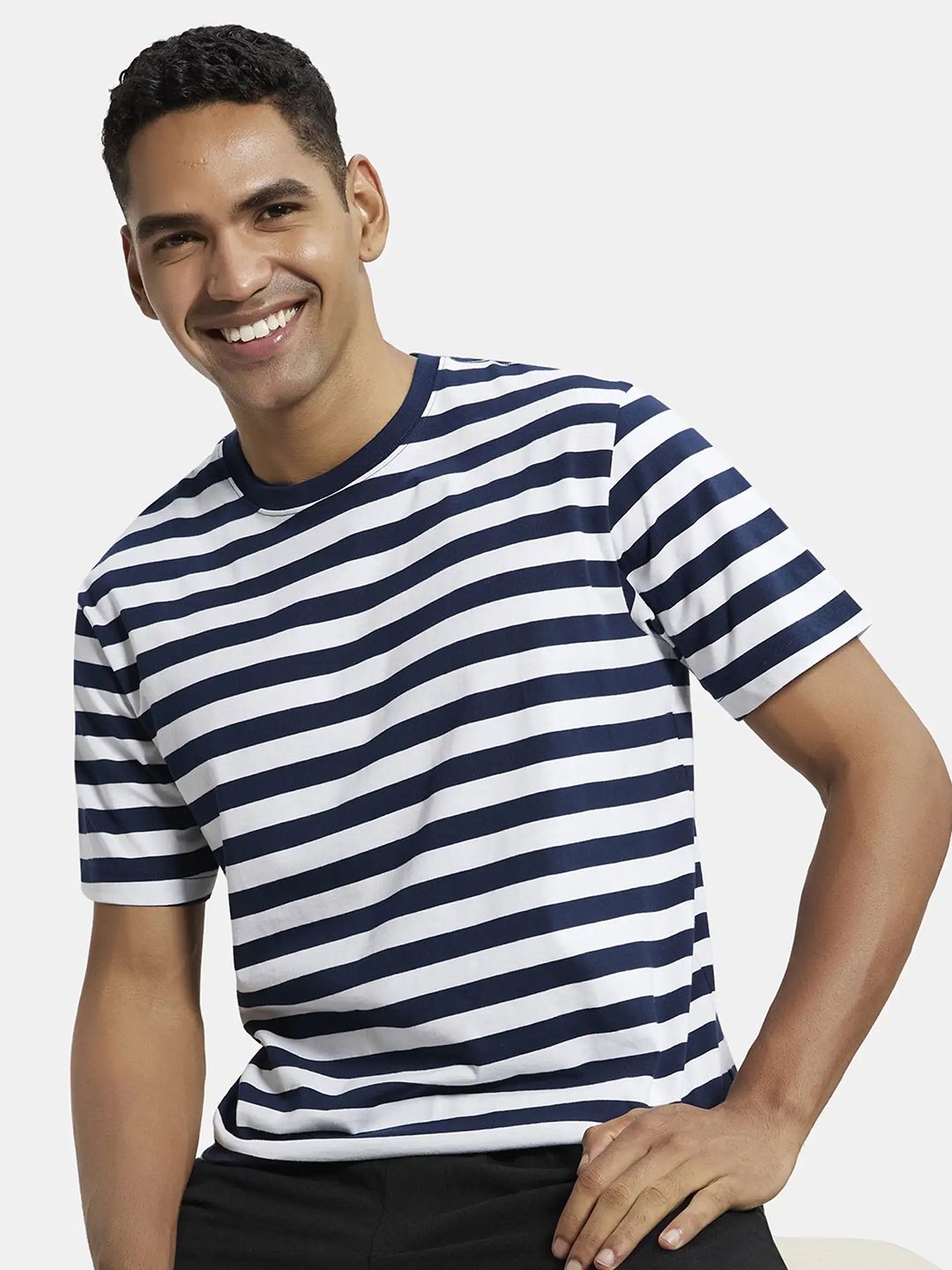 Jockey Super Combed Cotton Rich Striped Round Neck Half Sleeve Tshirt