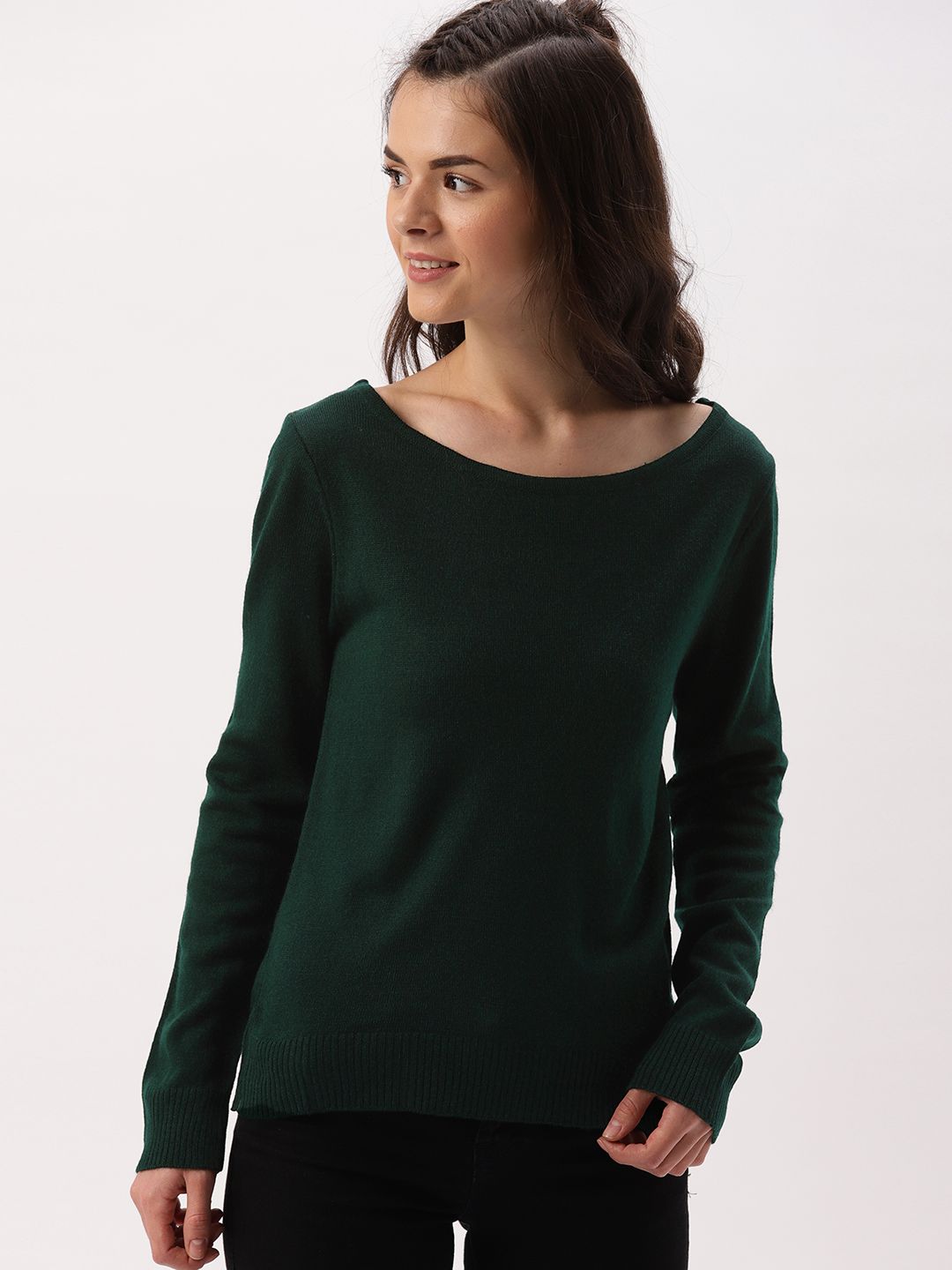 DressBerry Women Green Solid Pullover Price in India