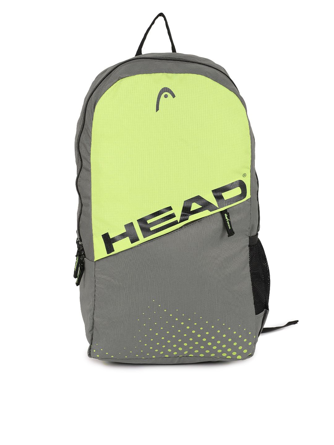 Head Unisex Grey & Fluorescent Green Colourblocked Brand Logo Print Spin Backpack Price in India
