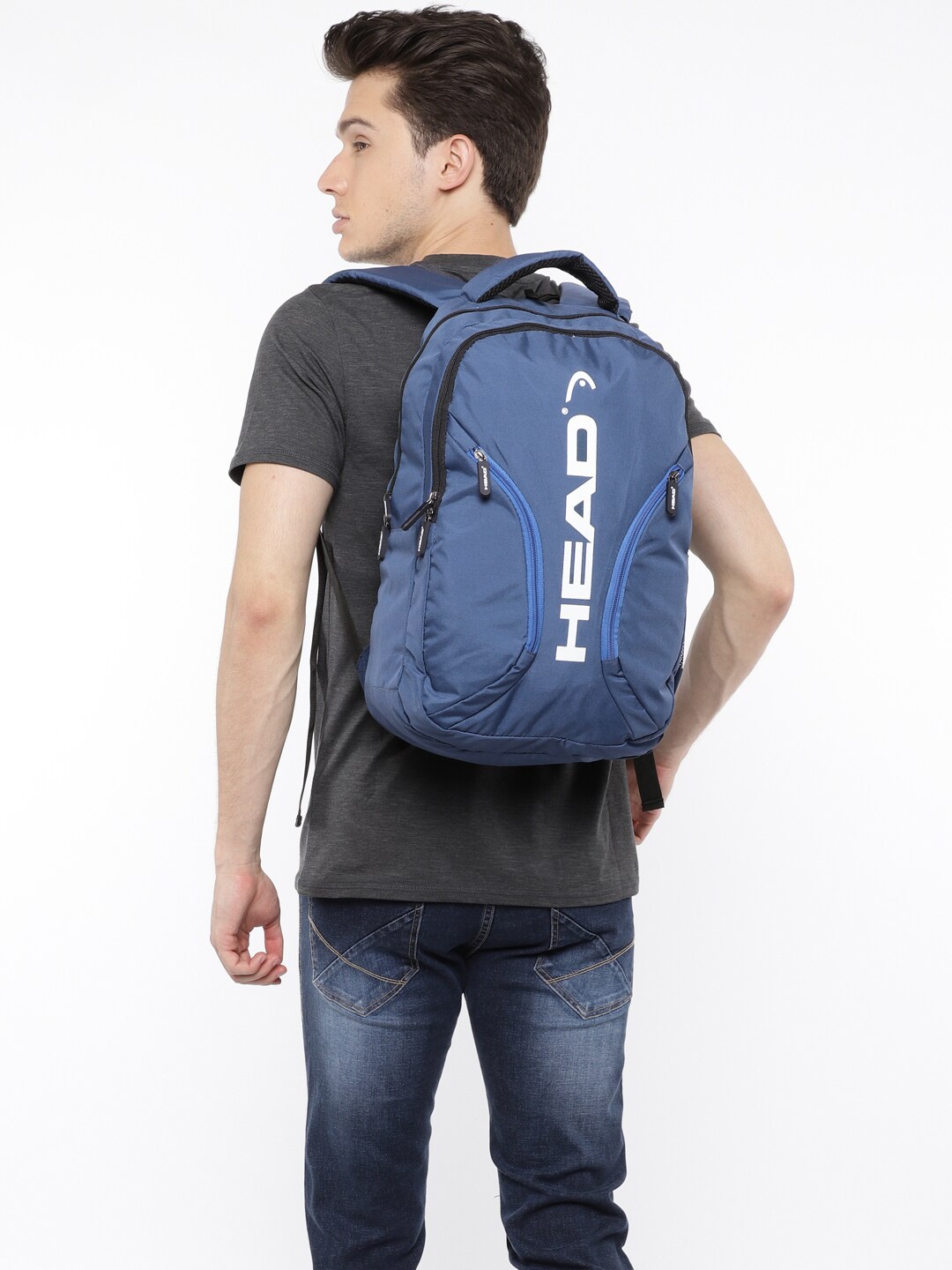 Head Unisex Navy Blue Brand Logo Print Boris Laptop Backpack Price in India