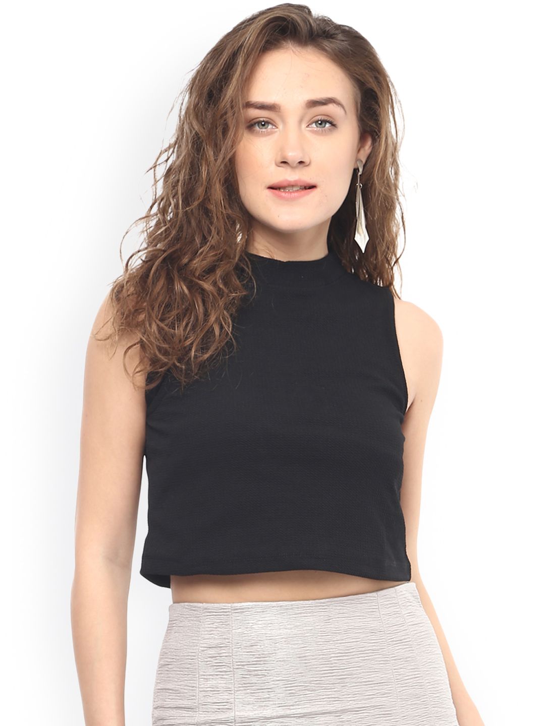 Mayra Women Black Solid Crop Top Price in India