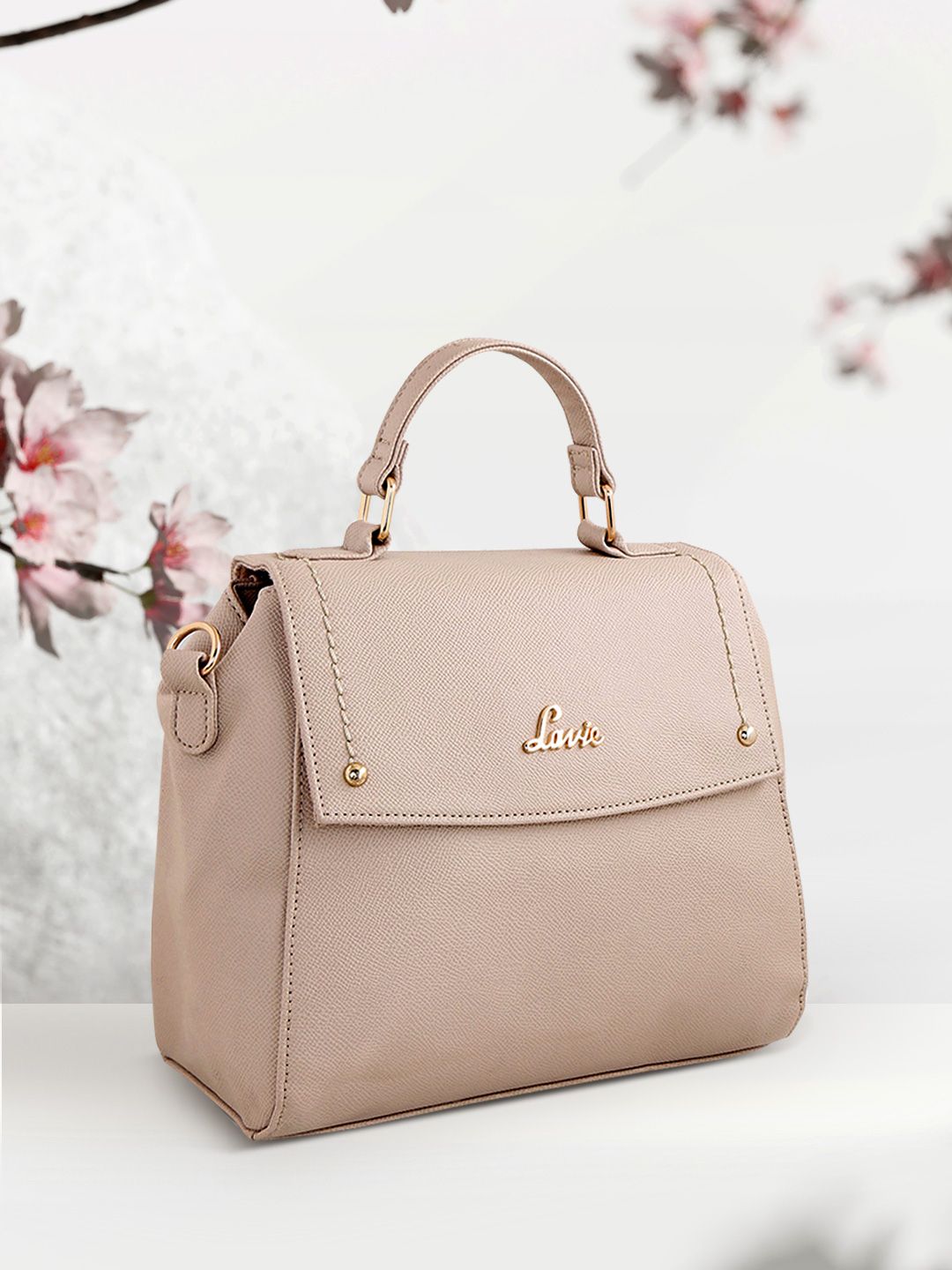 Lavie Beige Solid Satchel Price in India