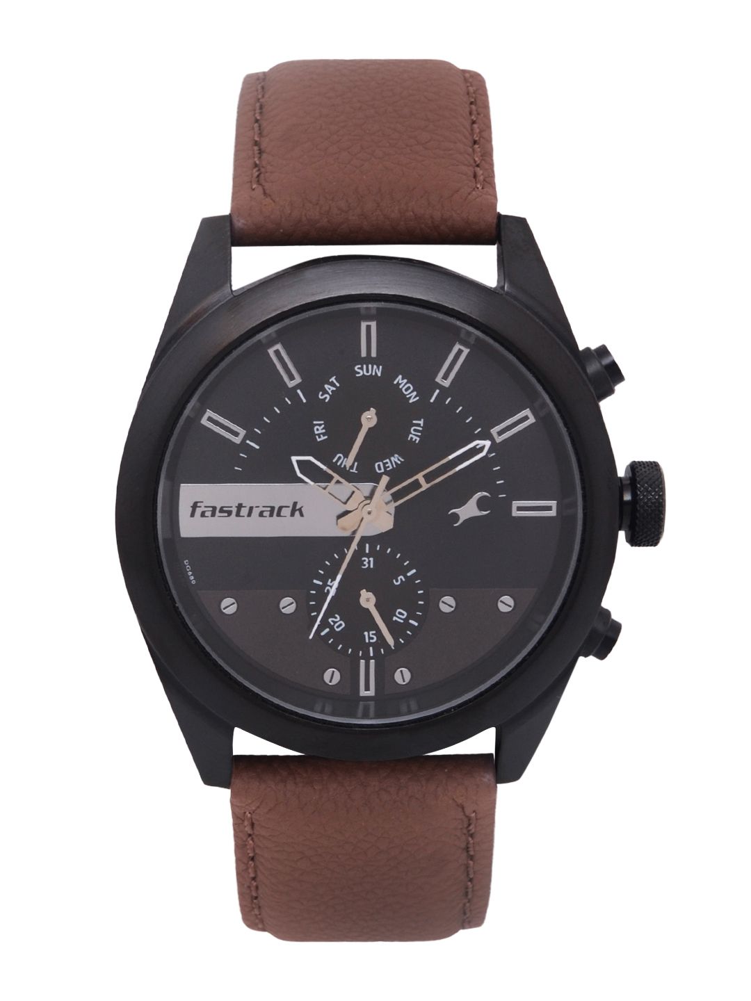 Fastrack Unisex Black And Brown Analogue Watch Price in India