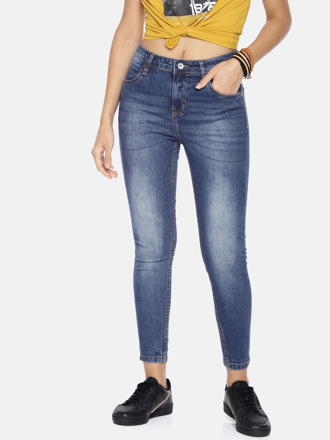 Roadster Women Blue Skinny Fit Mid-Rise Clean Look Stretchable Jeans Price in India