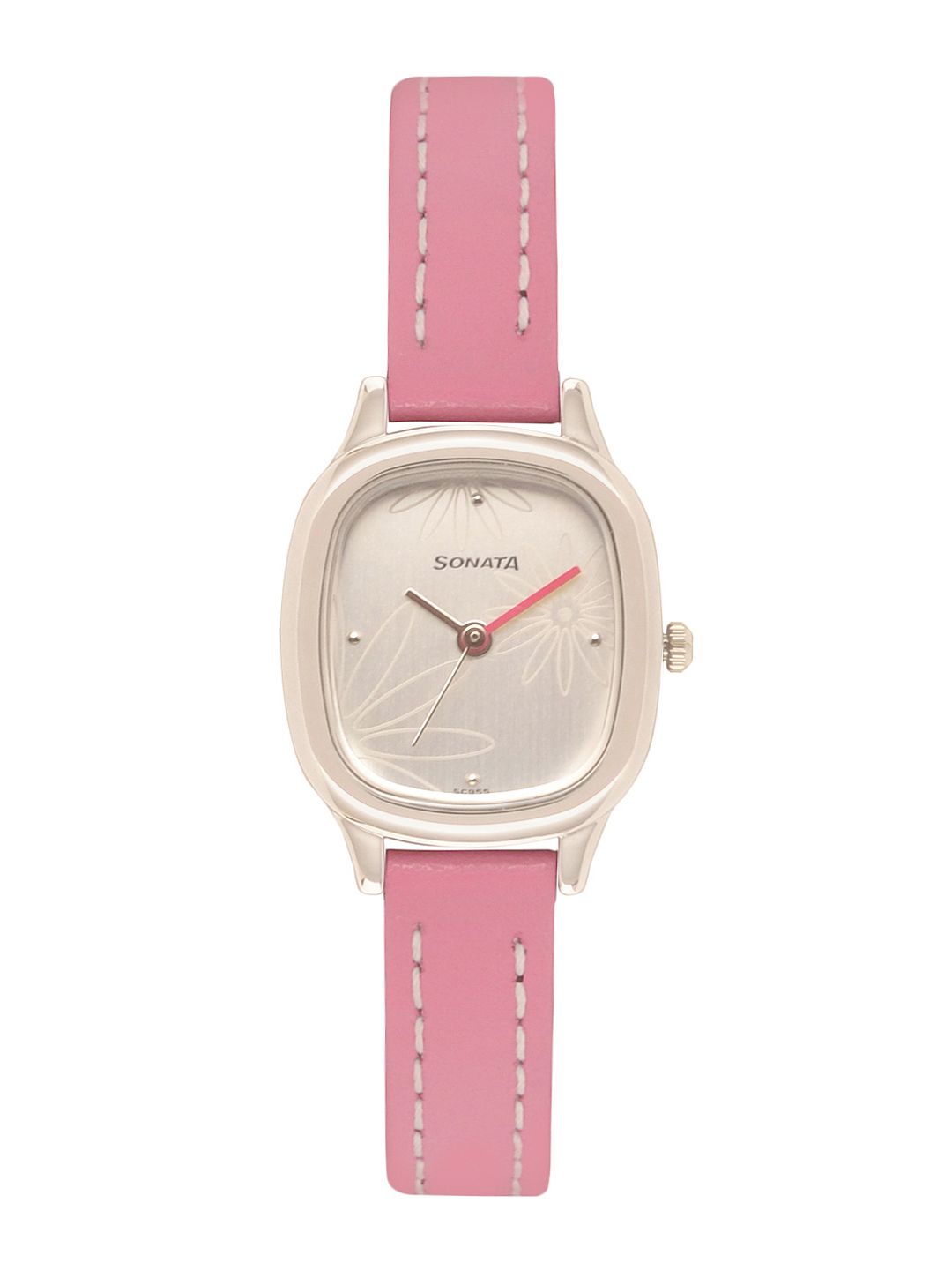 Sonata Women Silver-Toned & Pink Analogue Watch Price in India