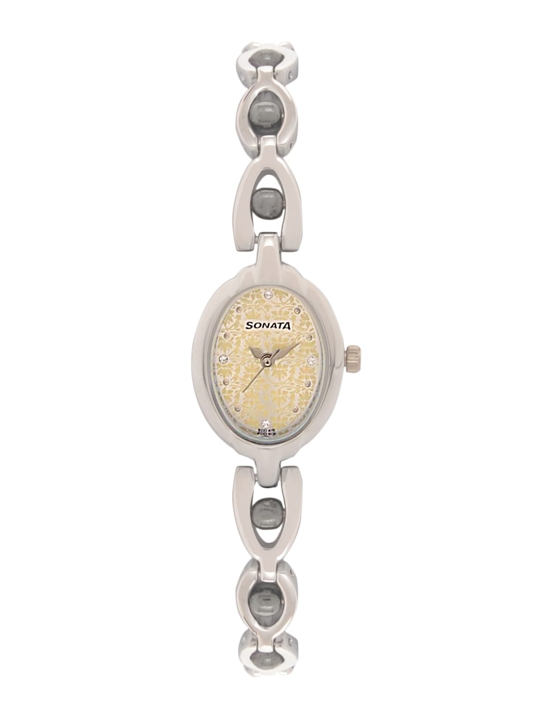 Sonata Women Beige & Silver-Toned Analogue Watch Price in India