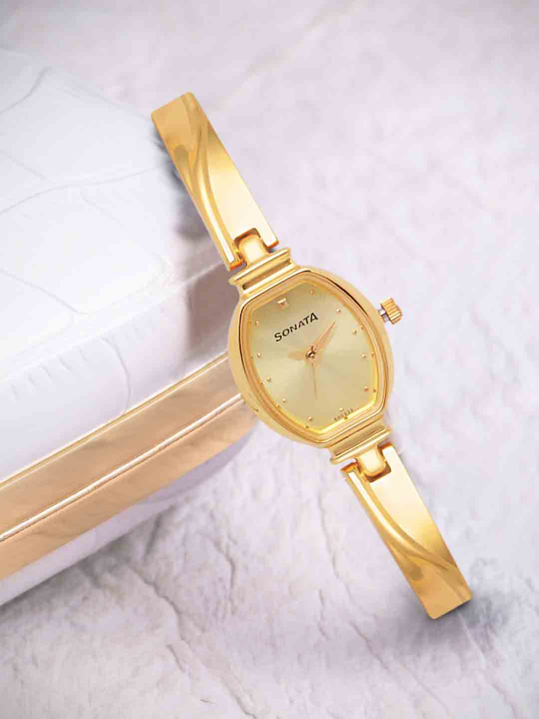 Sonata Women Gold-Toned Analogue Watch NK8111YM01 Price in India