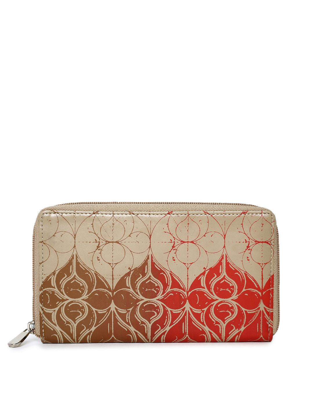 Baggit Women Beige & Red Printed Zip Around Wallet Price in India