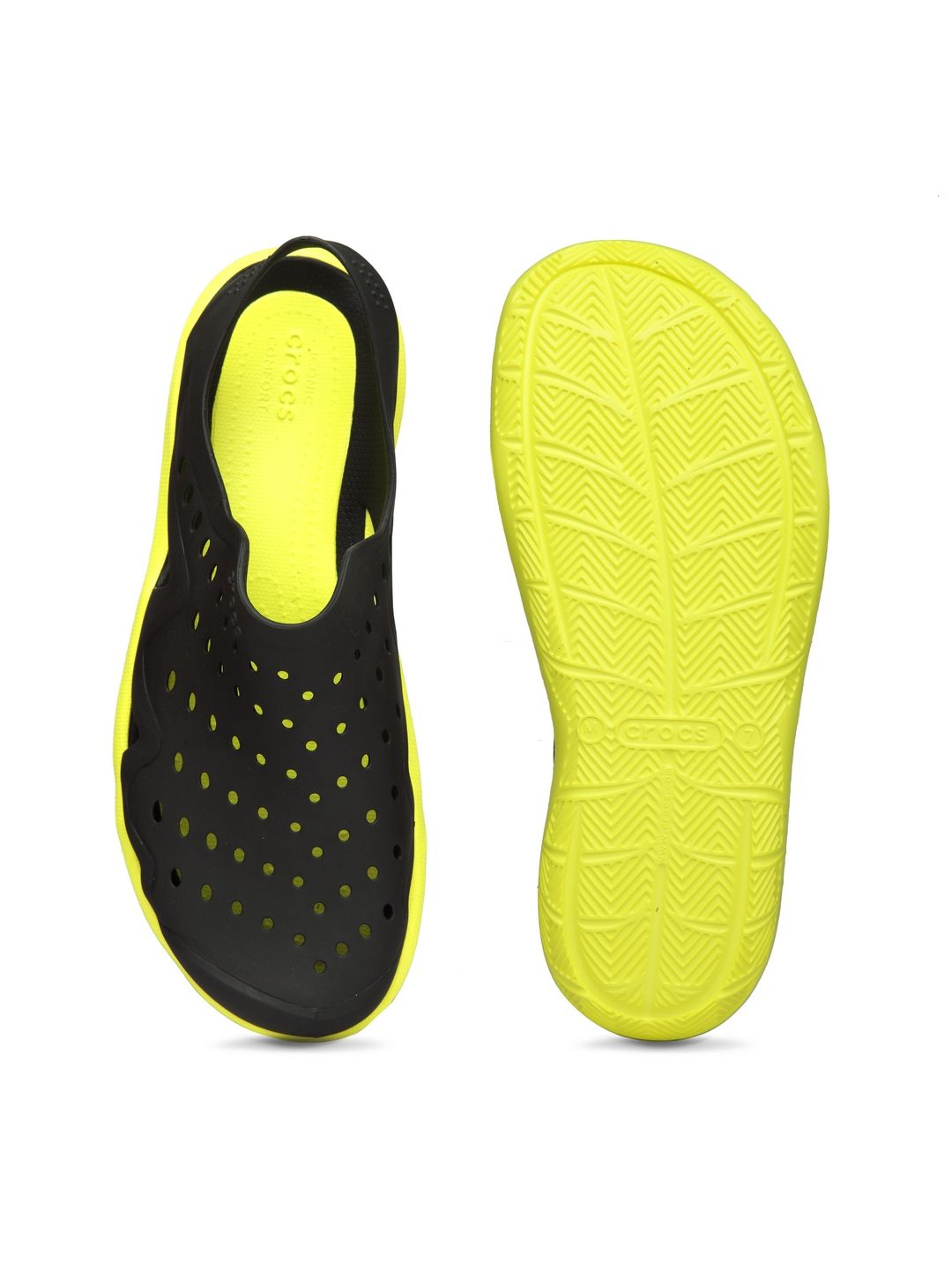 Buy Crocs Men Black & Yellow Swiftwater Wave M Clogs  display picture 3