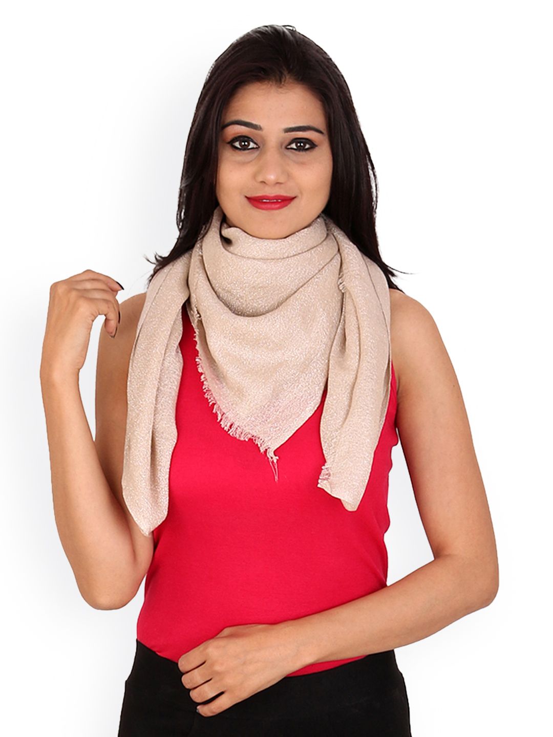 Anekaant Women Beige Woven Design Stole Price in India