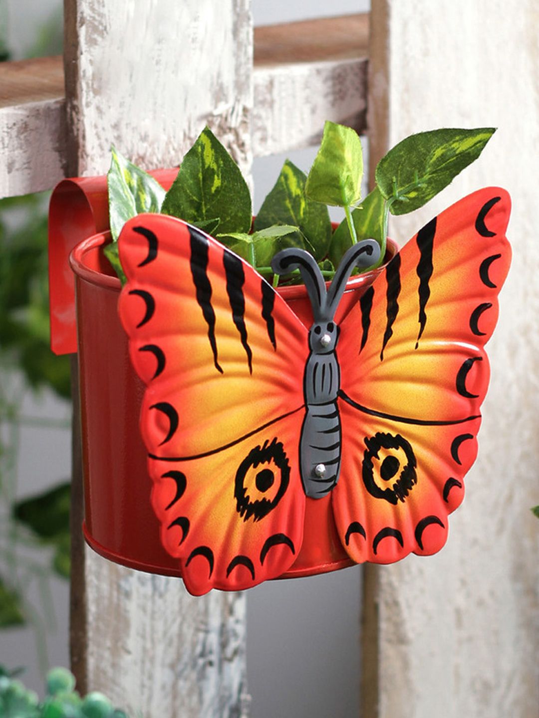 green girgit Metal Red Butterfly Planter Price in India