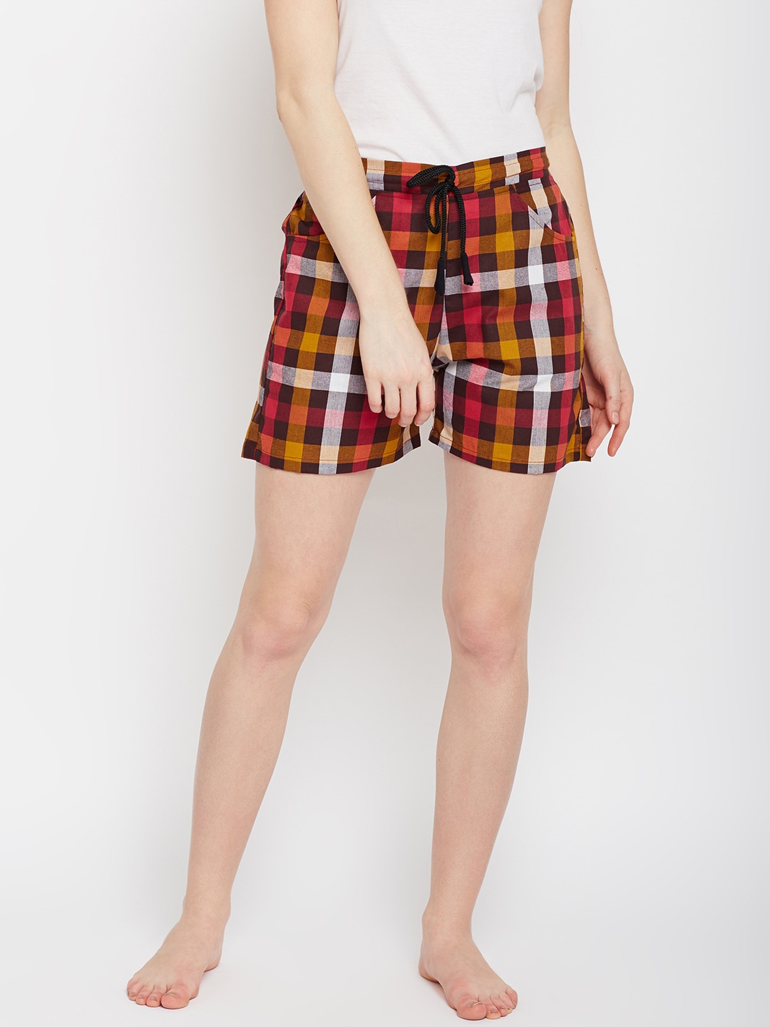 Claura Women Multicoloured Checked Lounge Shorts 04 Price in India