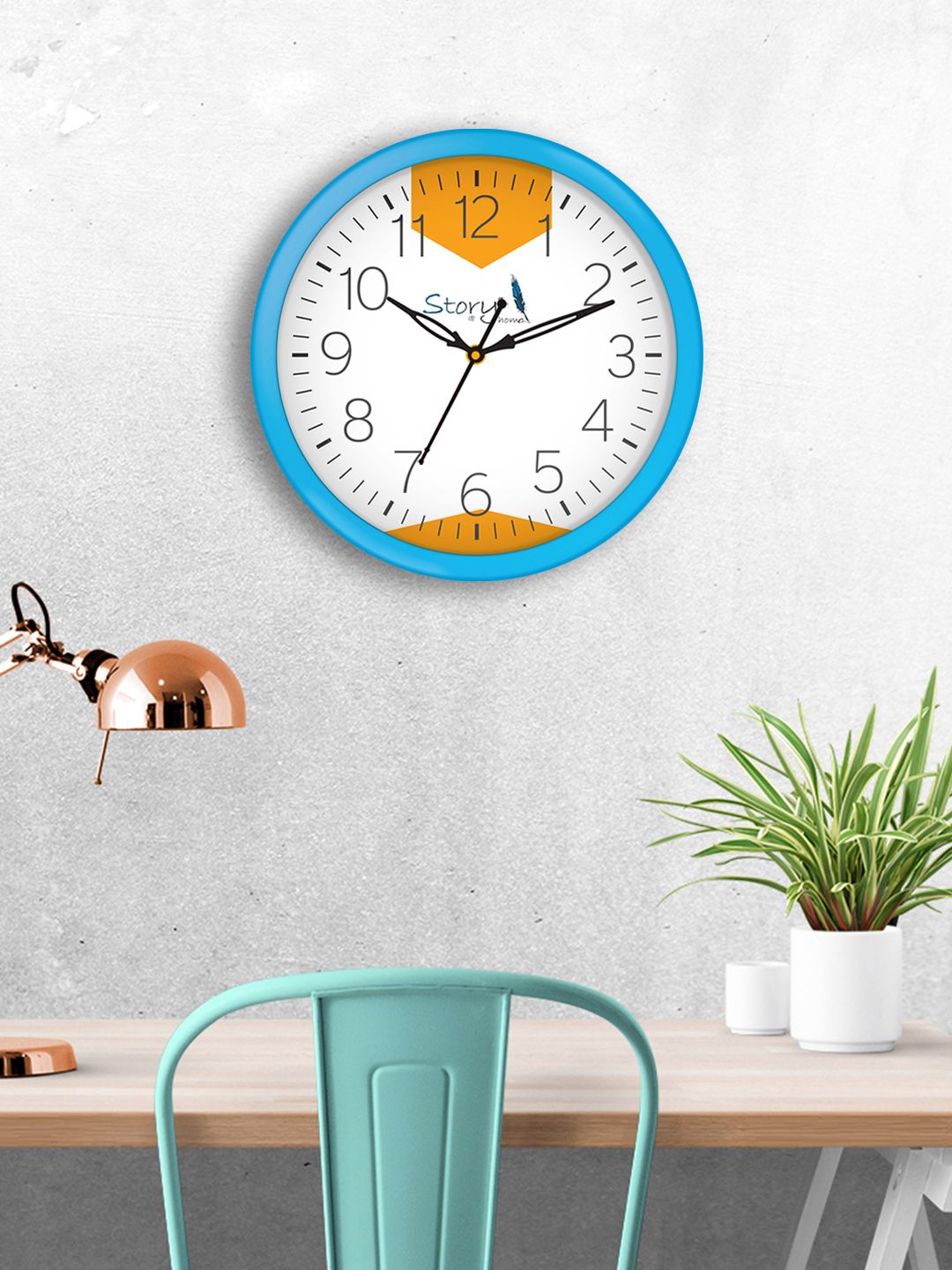 Story@home White Round Colourblocked Analogue Wall Clock 25 cm x 25 cm Price in India