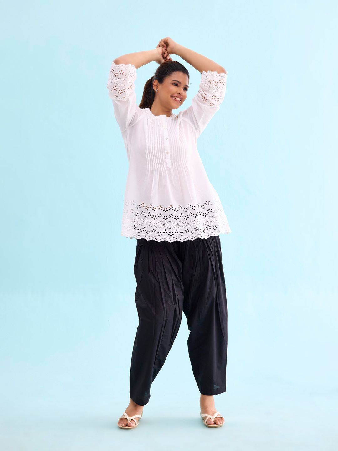 Go Colors Black Relaxed Fit Solid Salwar