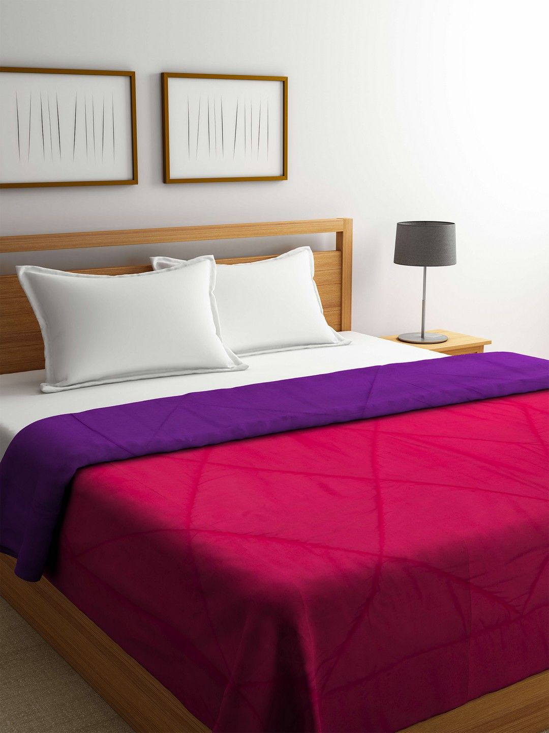 BIANCA Pink & Purple Solid AC Room 300 GSM Double Bed Comforter Price in India