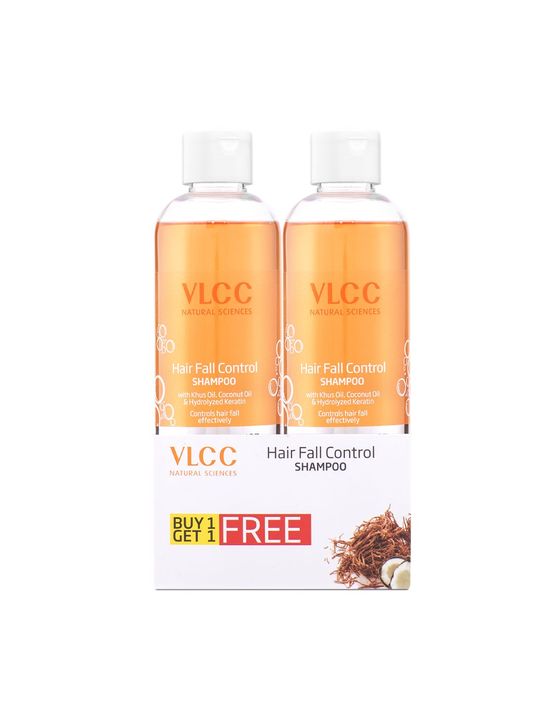 VLCC Set of 2 Hair Fall Control Shampoo with Khus & Coconut Oil - 350 ml Each