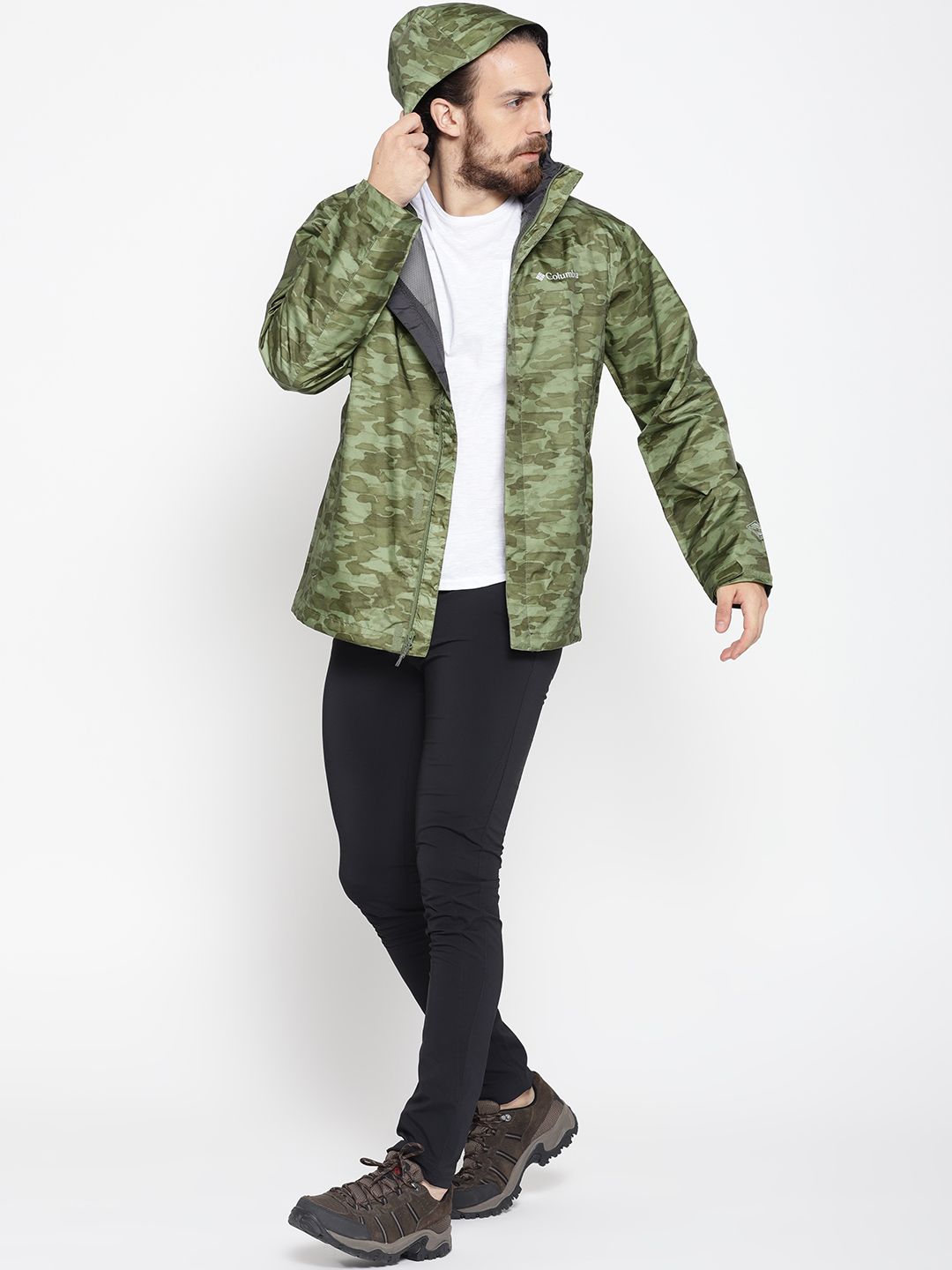 Buy Columbia Olive Green Watertight Camouflage Print Hooded Rain