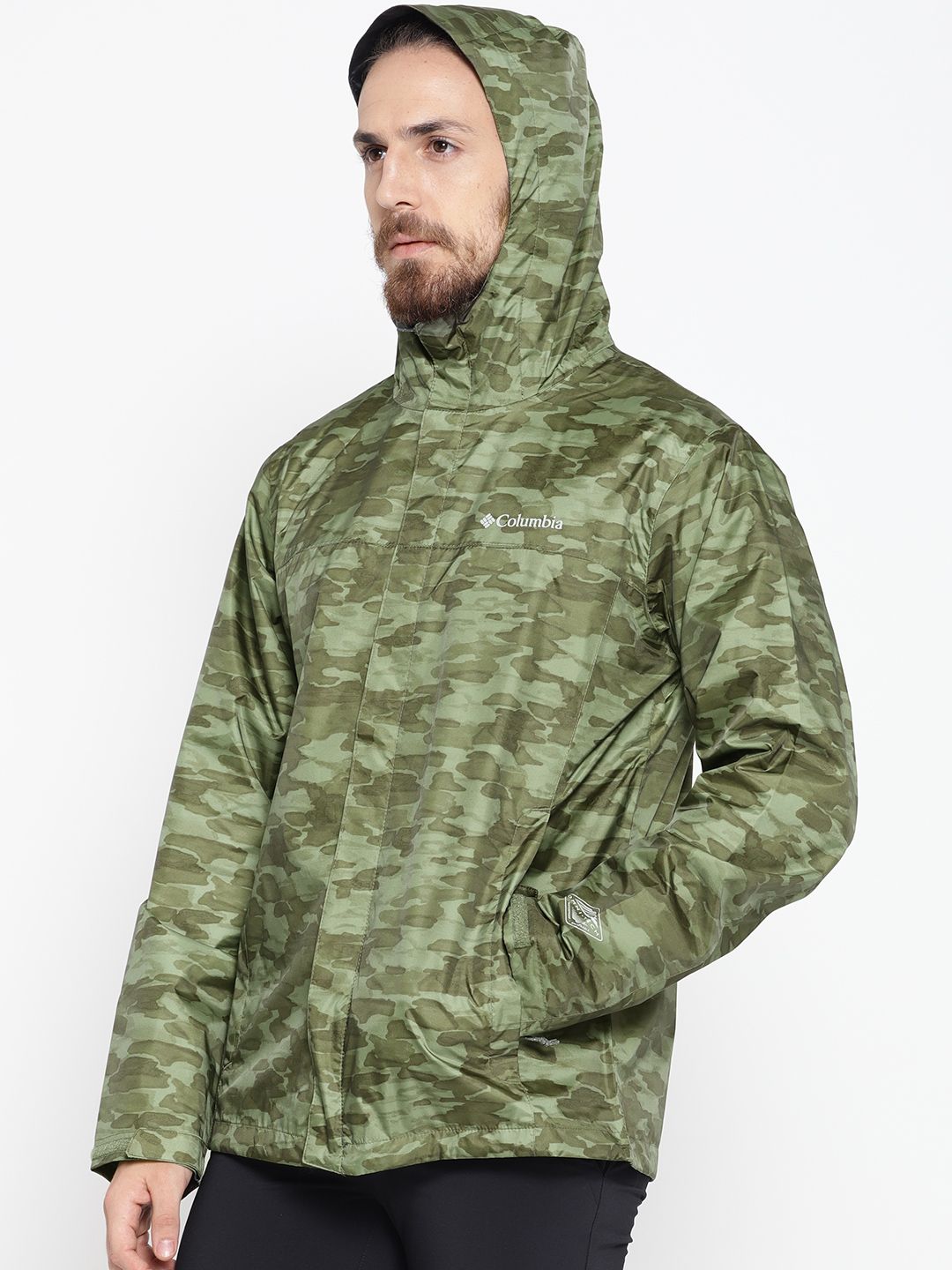 Buy Columbia Olive Green Watertight Camouflage Print Hooded Rain
