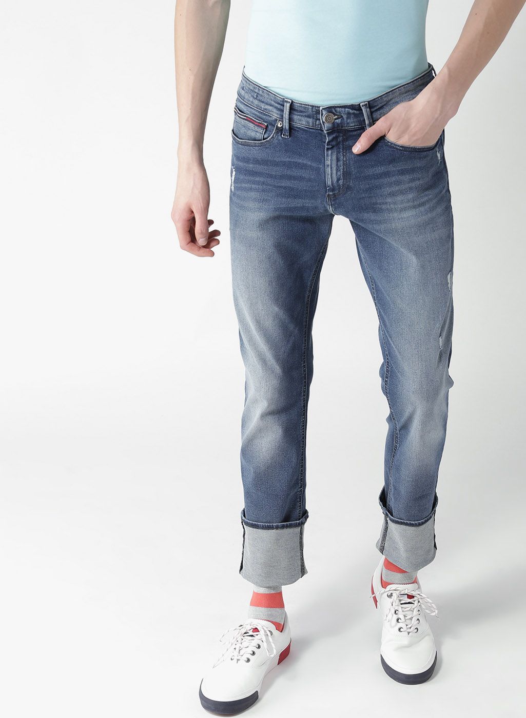 Tommy Hilfiger Blue Low Distress Slim Fit Jeans