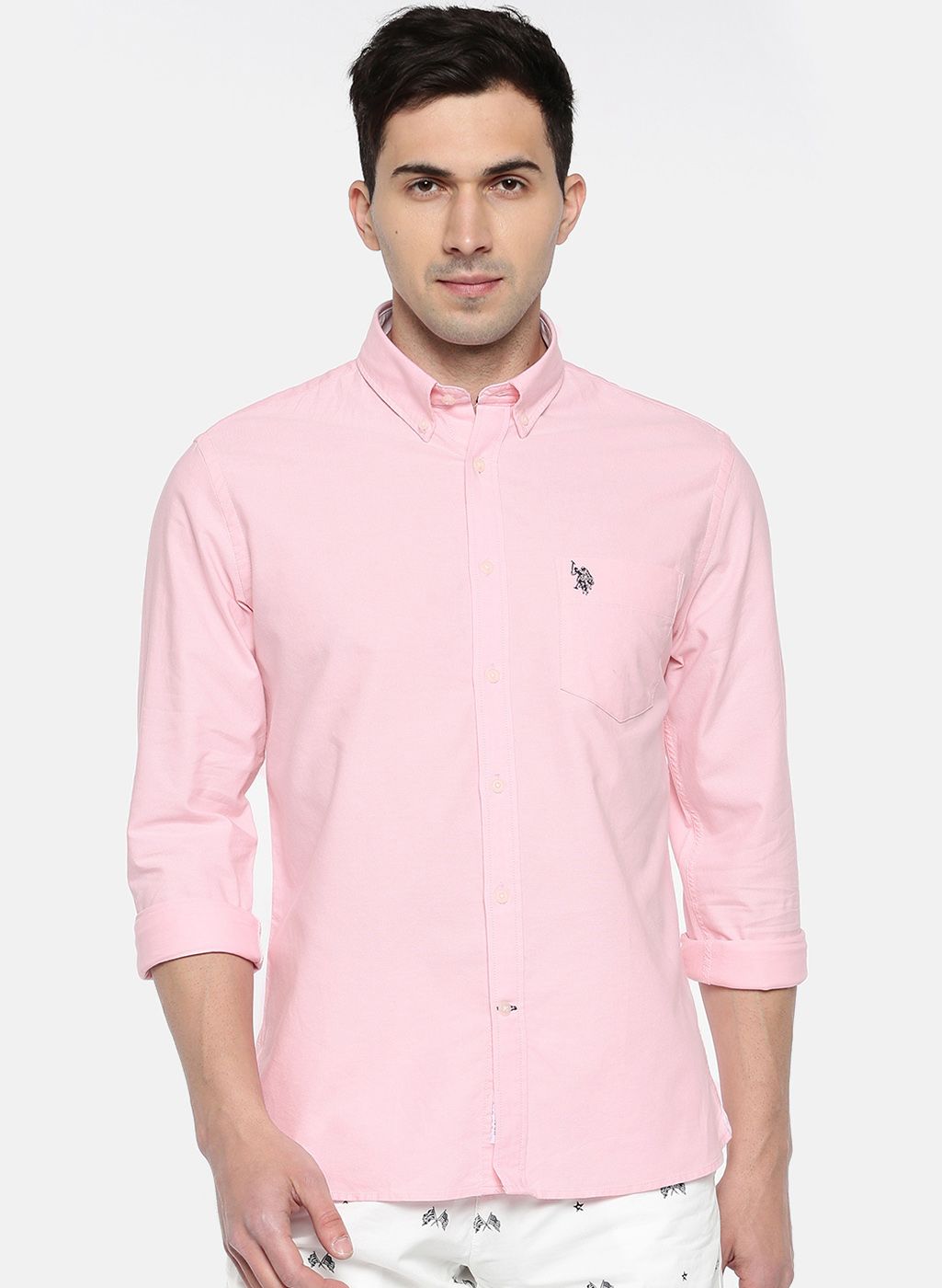 U.S. Polo Assn. Pink Solid Regular Fit Casual Shirt