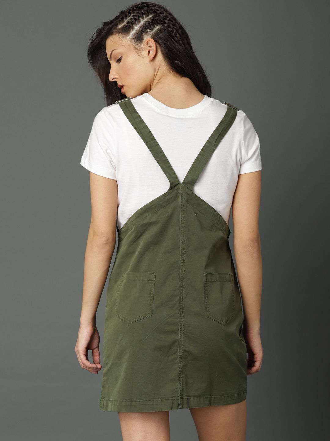 slim fit dress slacks Green Corduroy Overall Dress main image 0