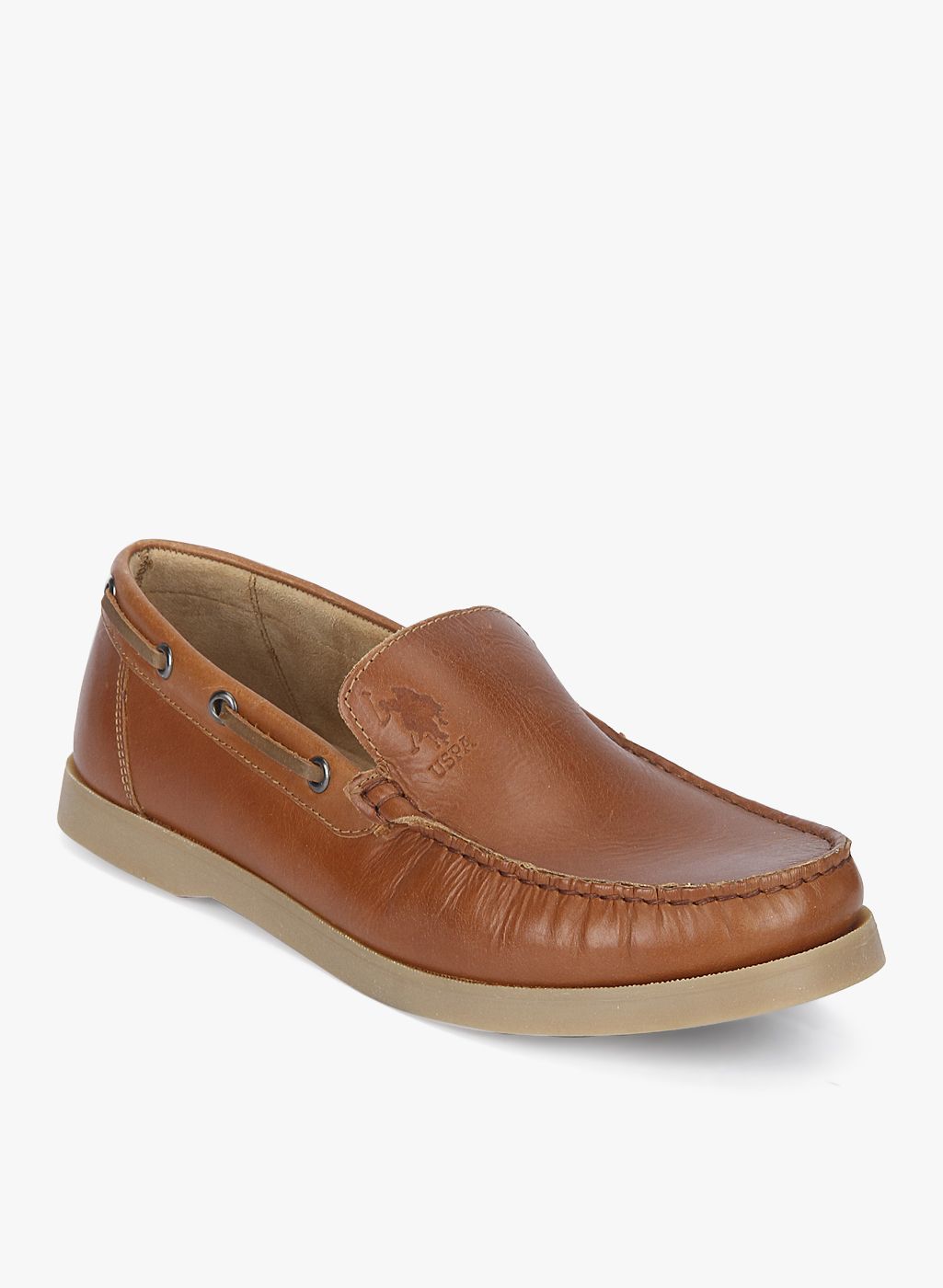 U.S. Polo Assn. U.S. Polo Assn. Men Brown Genuine Leather Slip-On Sneakers