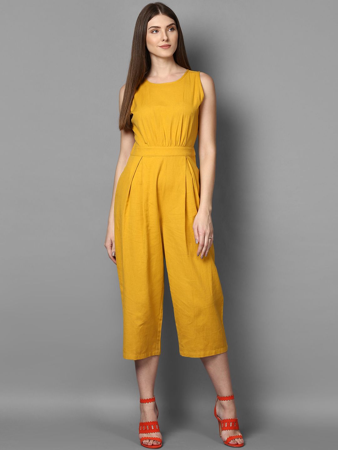 STREET 9 Women Mustard Solid Culotte Jumpsuit Price in India