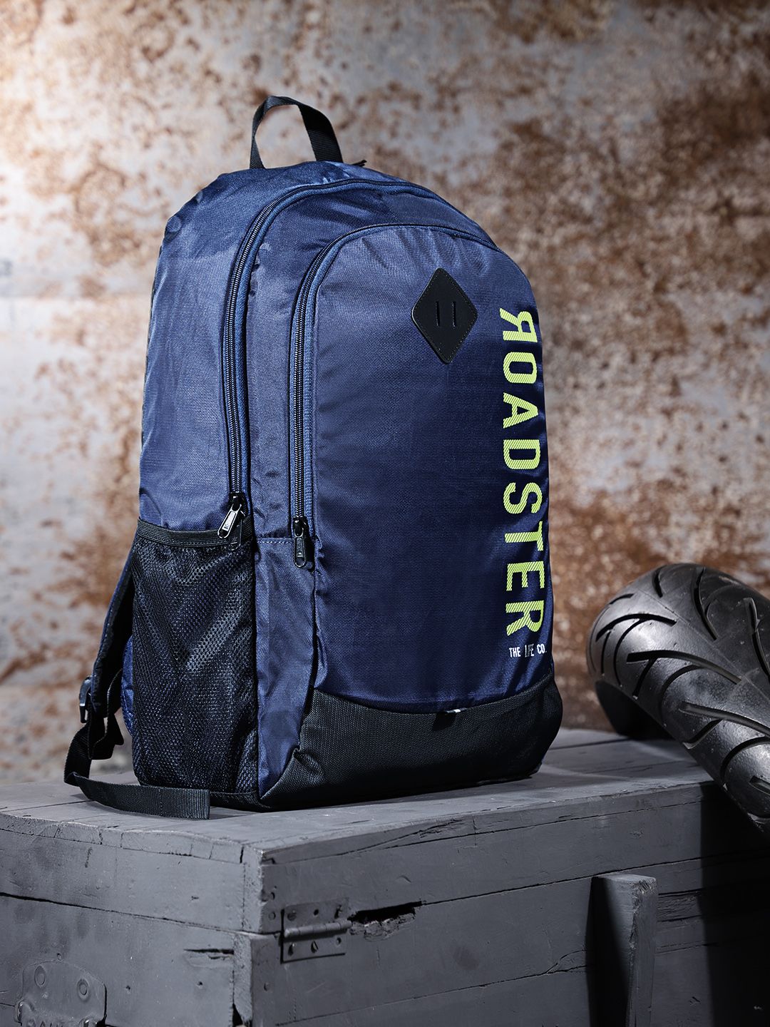 Roadster Unisex Navy Blue Brand Logo Backpack Price in India
