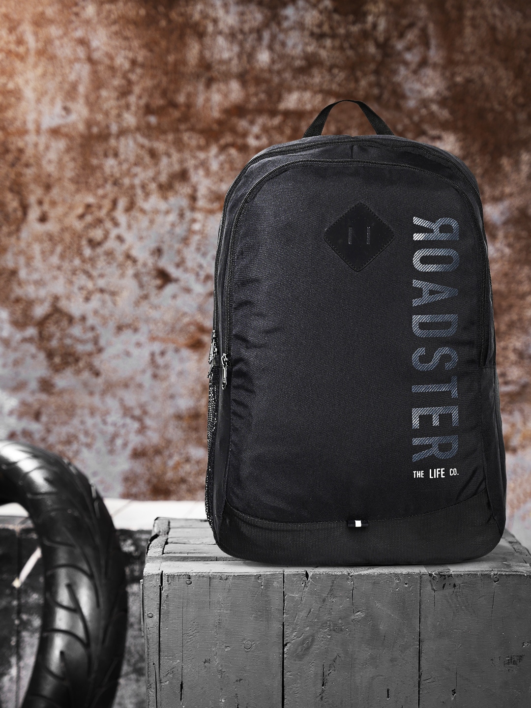 Roadster Unisex Black Brand Logo Backpack Price in India
