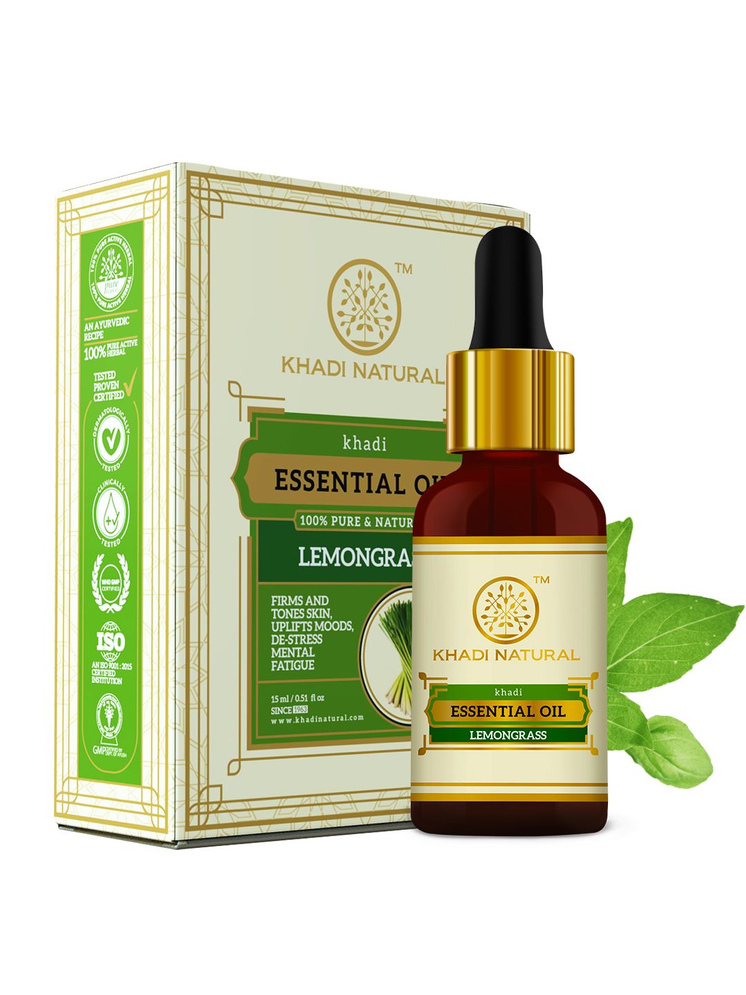 Khadi Natural Unisex Lemongrass Diffuser & Aroma Therapy Essential Oil 15 ml