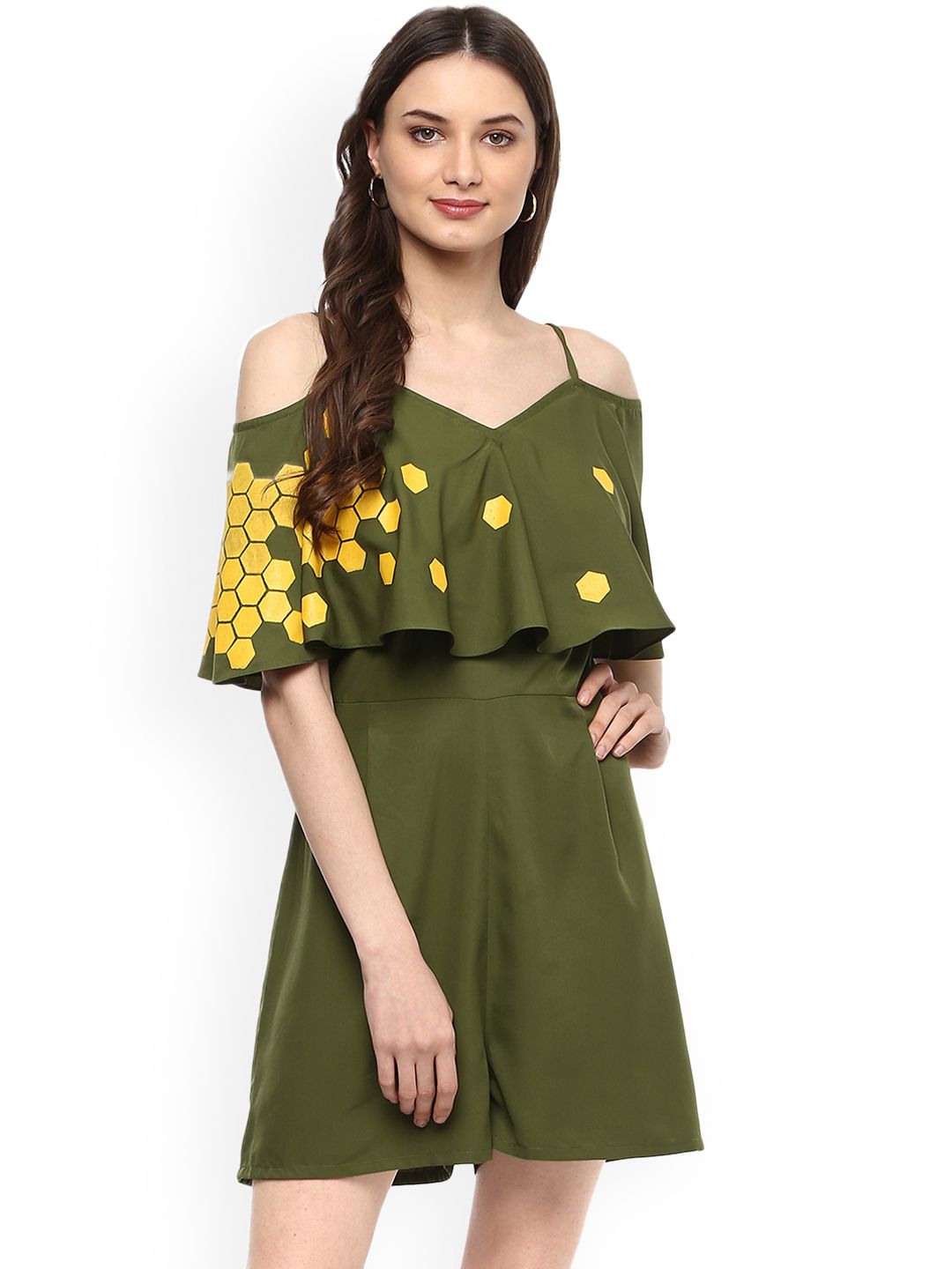 MABISH by Sonal Jain Green Printed Playsuit Price in India