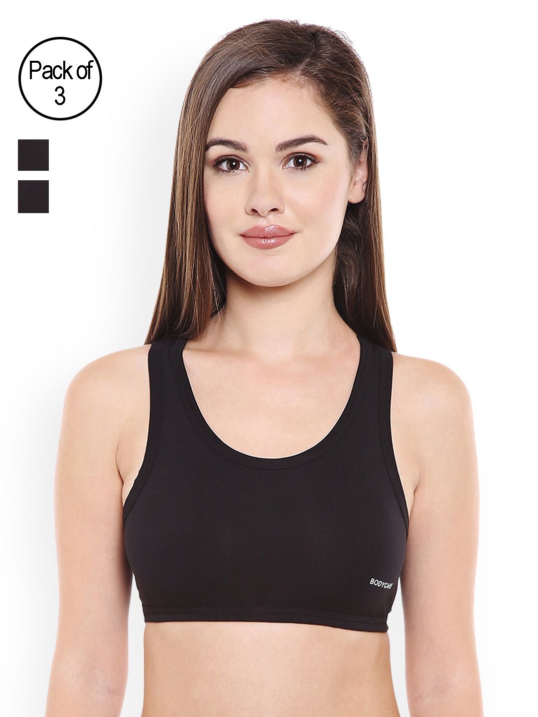 Bodycare Pack of 3 Black Seamless Sports Bras E1610 Price in India