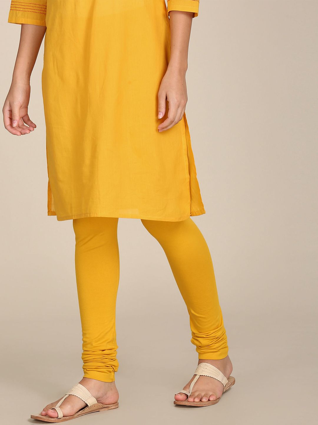 Karigari Mustard Yellow Churidar Leggings Price in India