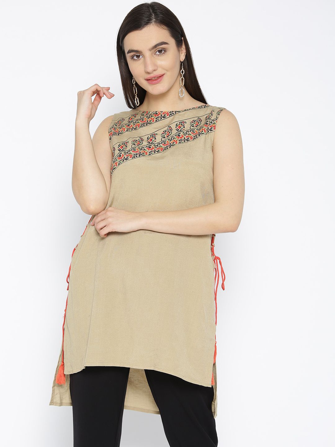 Bronz Beige Solid Tunic Price in India