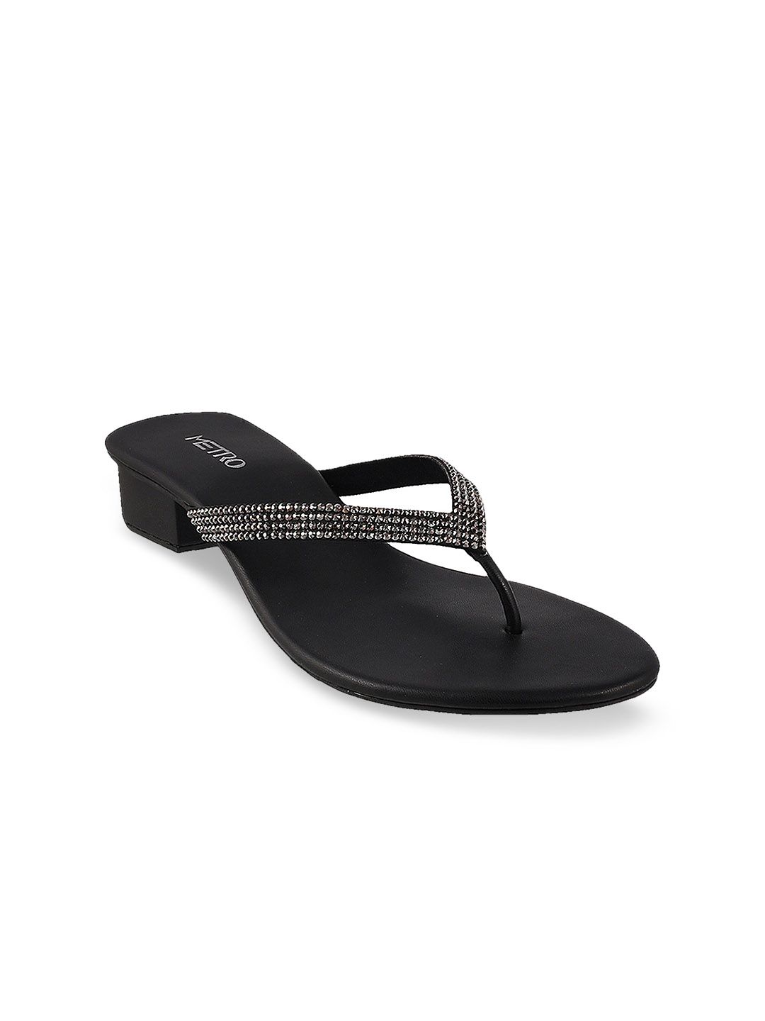 Metro Women Black Embellished Sandals Price in India