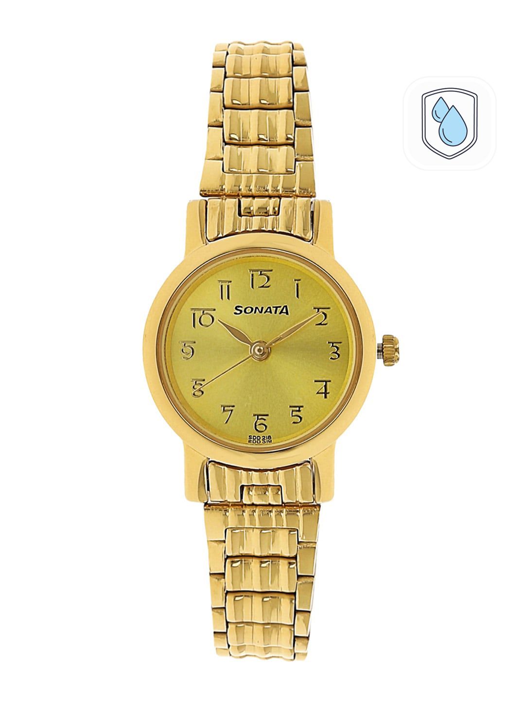 Sonata Quartz Analog With Champagne Dial Watch For Women - Ns8976ym06w