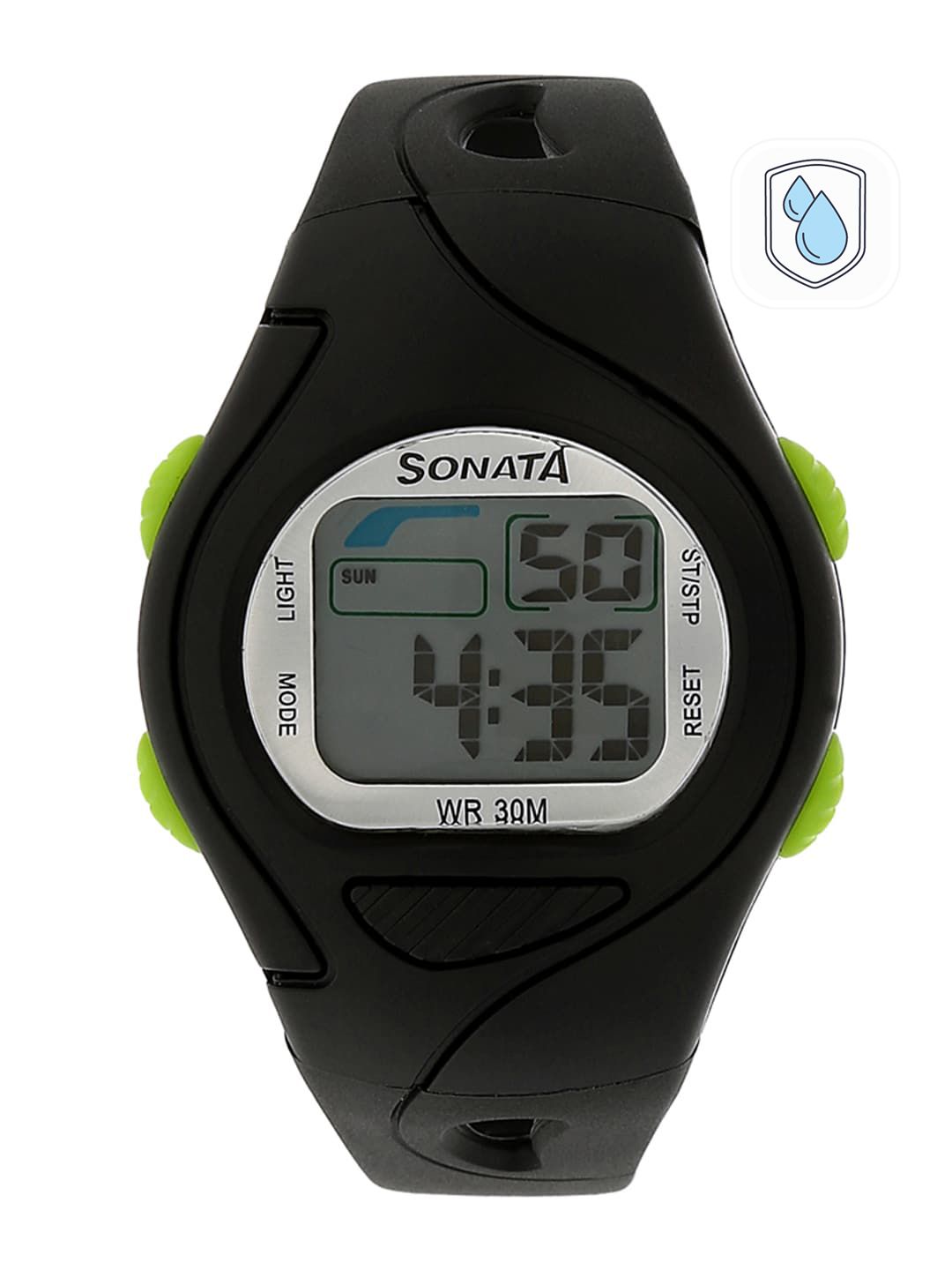 Sonata Sf Digital With Black Strap Unisex Watch - Nt87011pp01
