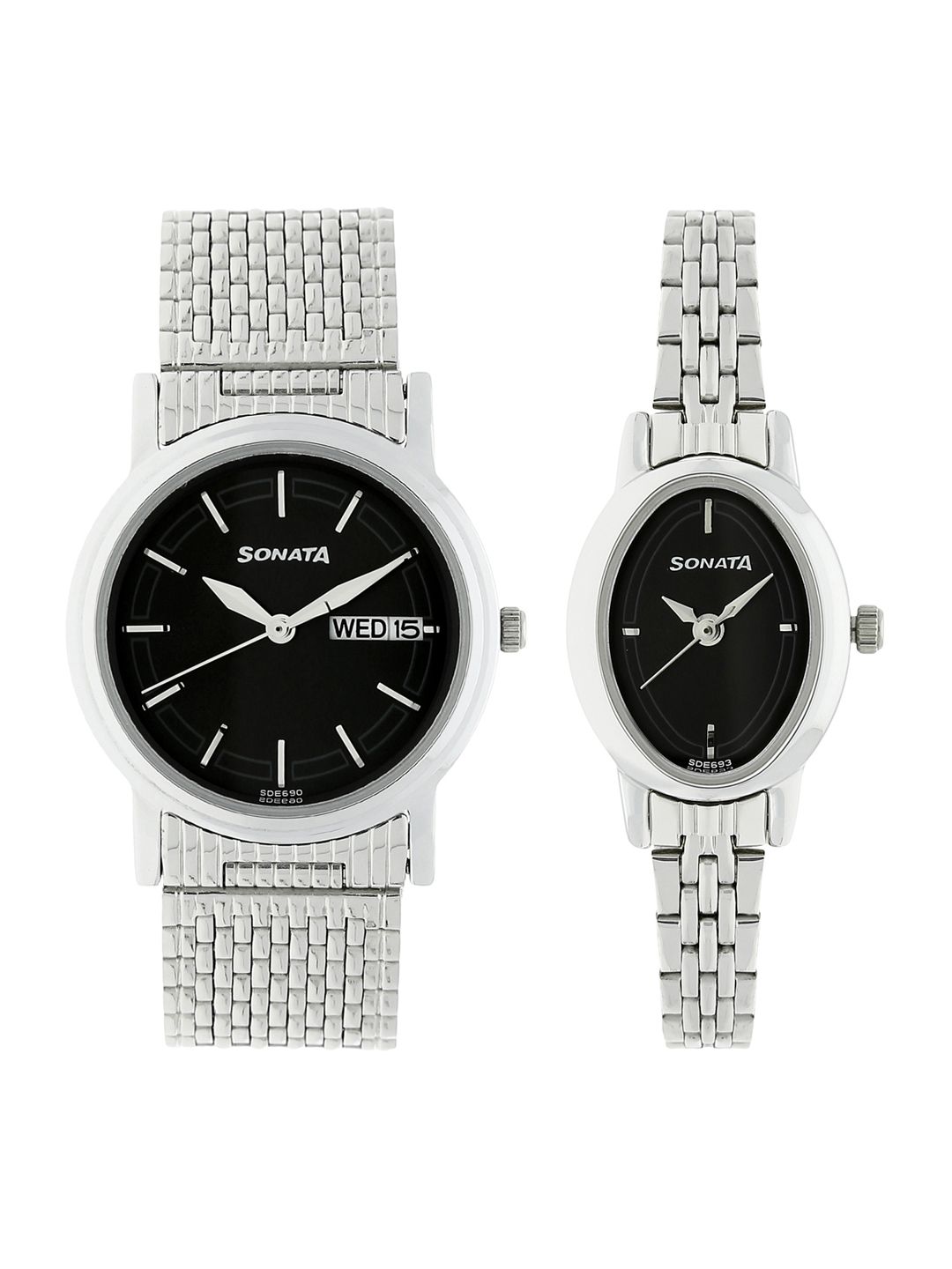 Sonata Sonata Quartz Analog with Black Dial Couple Watch - NT11418100SM01