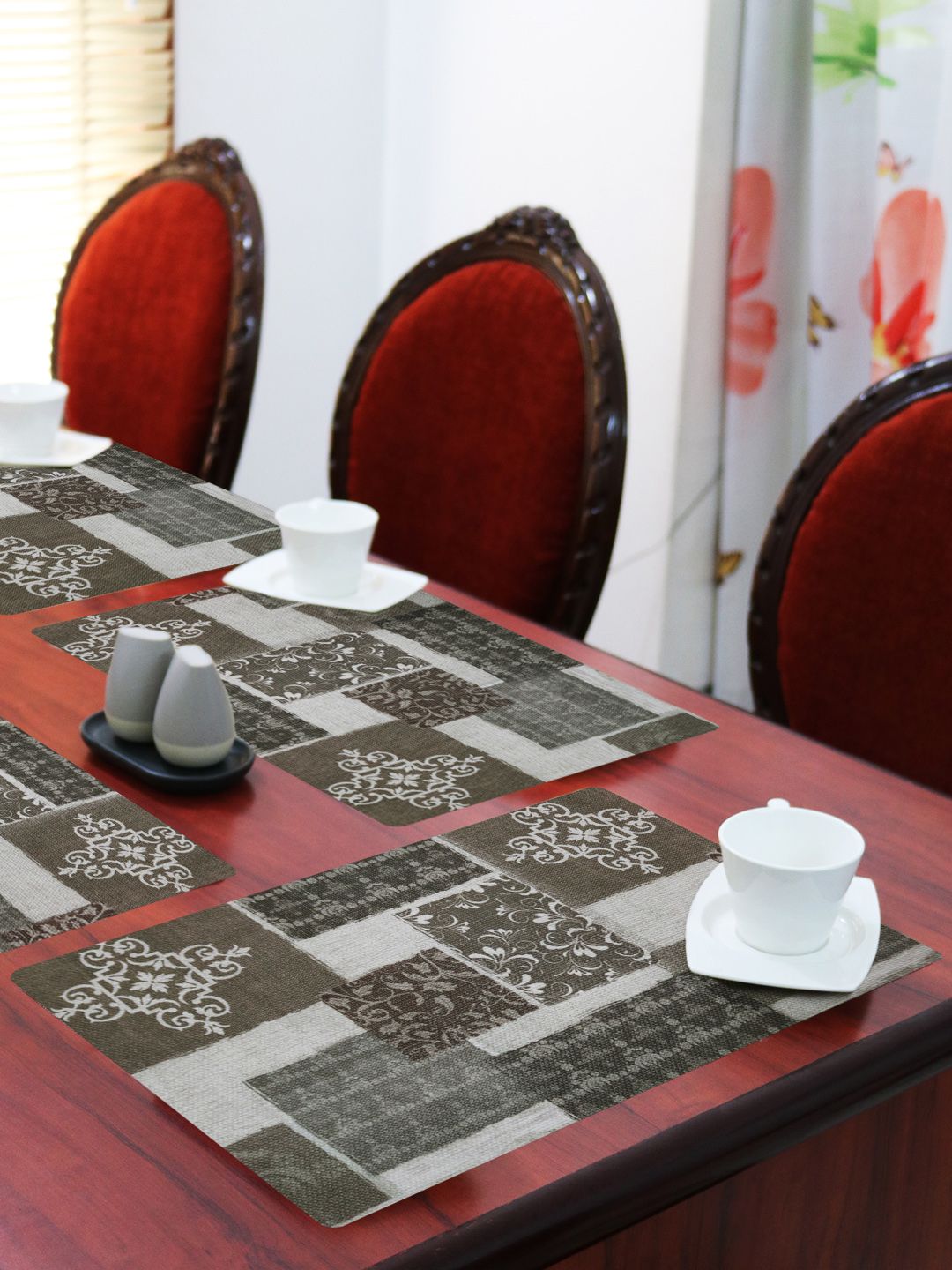 Shresmo Olive & Off-White Printed Set of 6 Table Mats Price in India