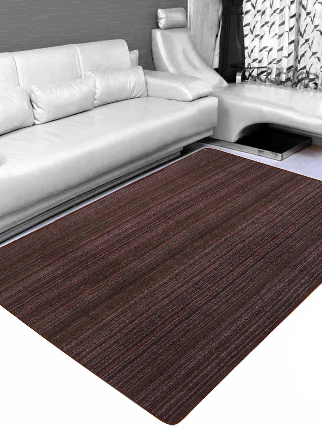 Saral Home Brown Striped Carpet Price in India