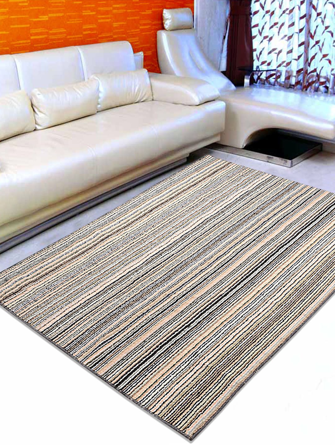 Saral Home Multicoloured Striped Carpet Price in India