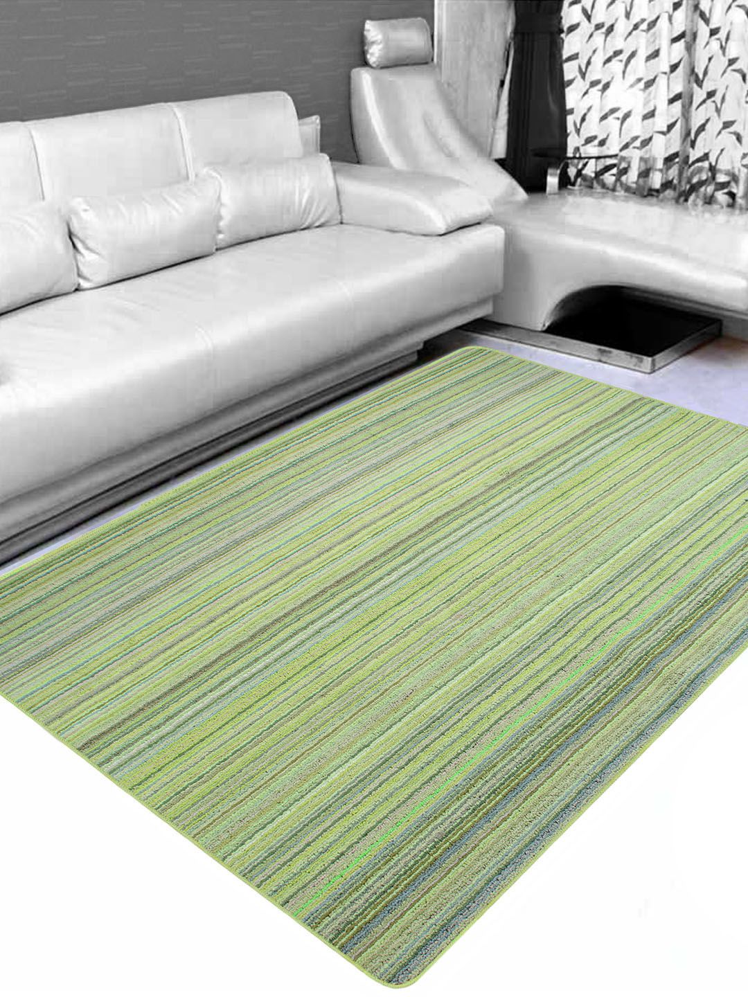 Saral Home Green Striped Carpet Price in India