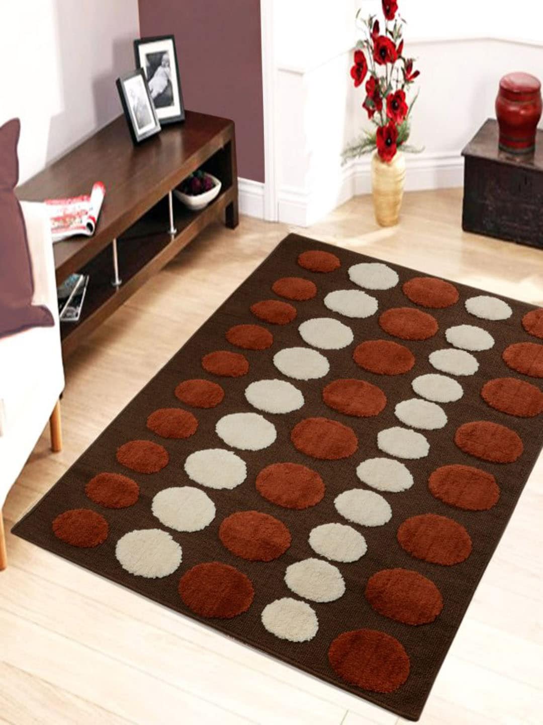Saral Home Brown & Beige Geometric Print Carpet Price in India